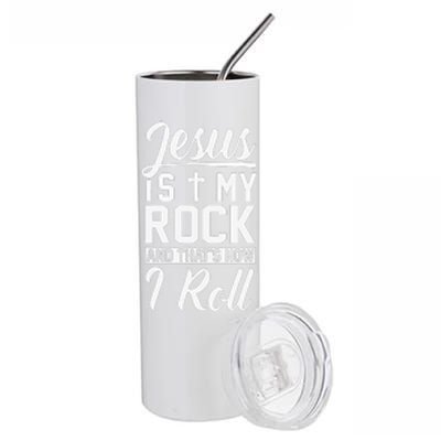 Jesus Is My Rock And Thats How I Roll Christian Stainless Steel Tumbler