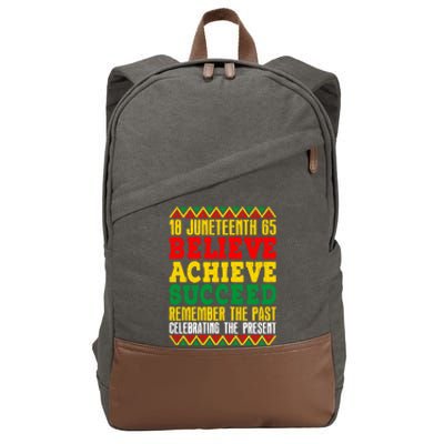 Junenth Is My Independence Day Believe Achieve Succeed Gift Cotton Canvas Backpack