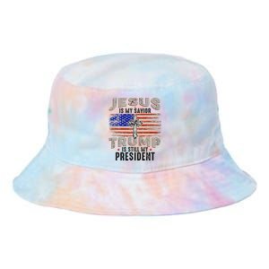 Jesus Is My Savior Trump Is Still My President Trump 2024 Tie Dye Newport Bucket Hat