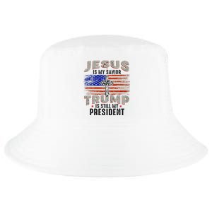 Jesus Is My Savior Trump Is Still My President Trump 2024 Cool Comfort Performance Bucket Hat