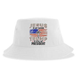 Jesus Is My Savior Trump Is Still My President Trump 2024 Sustainable Bucket Hat