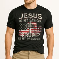 Jesus Is My Savior Trump Is My President American Flag Performance Shirt