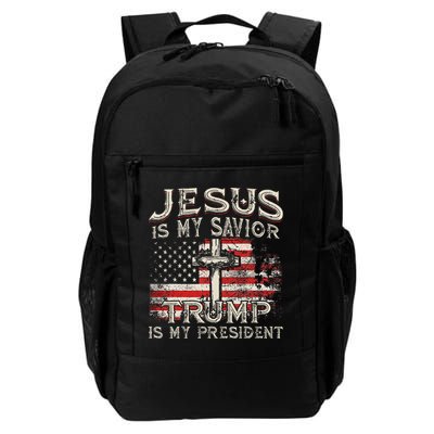 Jesus Is My Savior Trump Is My President American Flag Backpack