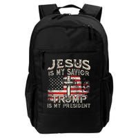 Jesus Is My Savior Trump Is My President American Flag Backpack