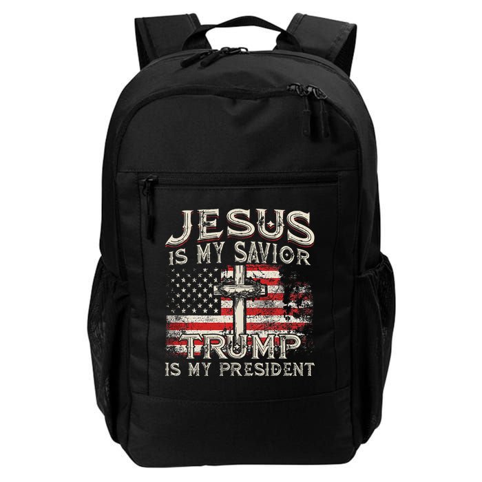 Jesus Is My Savior Trump Is My President American Flag Backpack