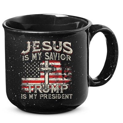 Jesus Is My Savior Trump Is My President American Flag 15oz Campfire Ceramic Mug