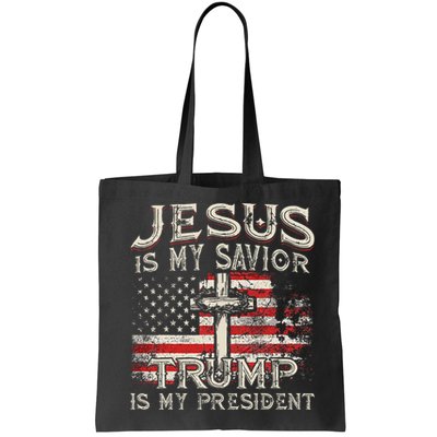 Jesus Is My Savior Trump Is My President American Flag Bag