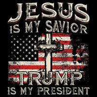 Jesus Is My Savior Trump Is My President American Flag Kids T-Shirt