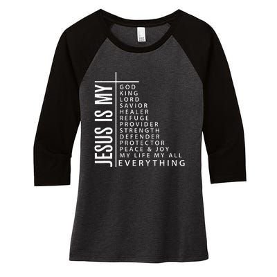 Jesus is My Everything Christian Faith Gift Women's Tri-Blend 3/4-Sleeve Raglan Shirt