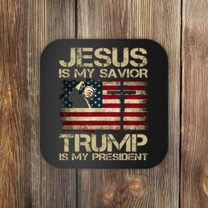 Jesus Is My Savior Trump Is My President Trump 2024 Usa Flag Coaster