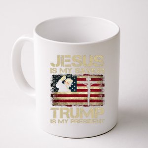 Jesus Is My Savior Trump Is My President Trump 2024 Usa Flag Coffee Mug