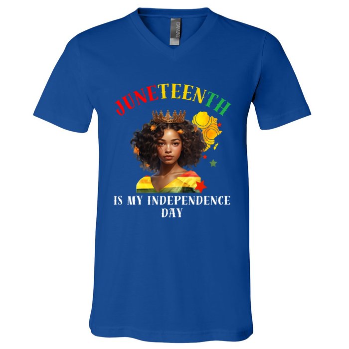 Junenth Is My Independence Day Graphic 2024 Gift V-Neck T-Shirt