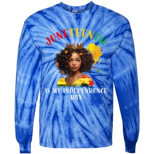 Junenth Is My Independence Day Graphic 2024 Gift Tie-Dye Long Sleeve Shirt