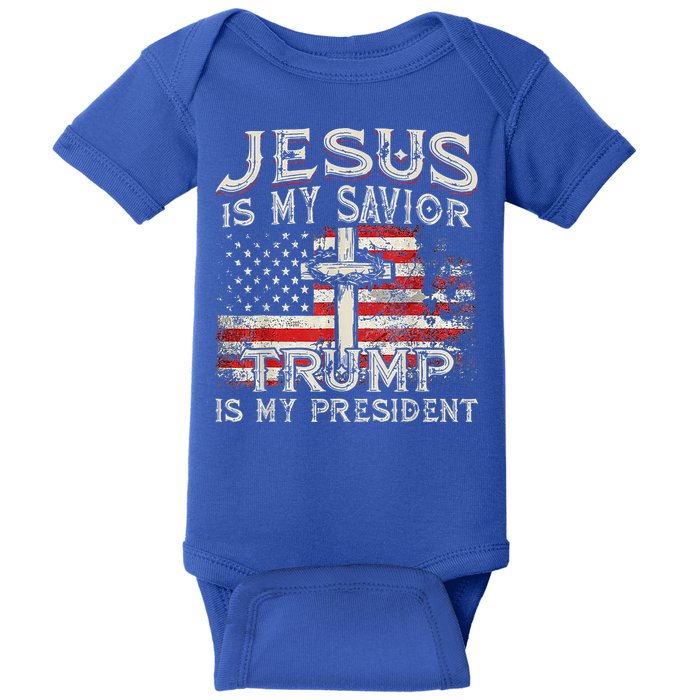 Jesus Is My Savior Trump Is My President Baby Bodysuit