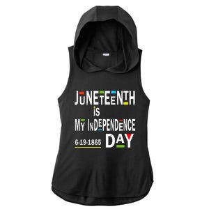 juneteenth is my independence day Black African American Ladies PosiCharge Tri-Blend Wicking Draft Hoodie Tank