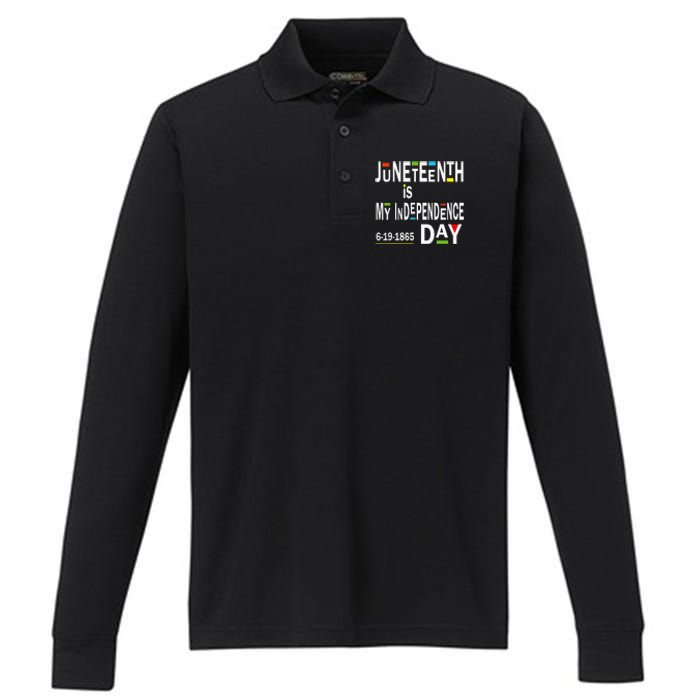 juneteenth is my independence day Black African American Performance Long Sleeve Polo