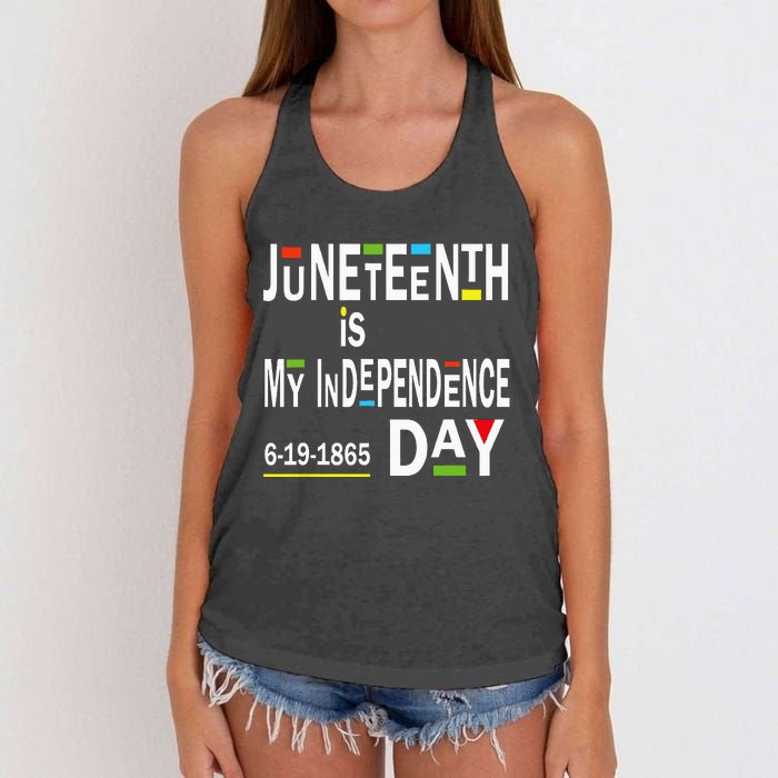 juneteenth is my independence day Black African American Women's Knotted Racerback Tank