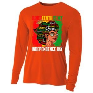 Juneteenth Is My Independence Freedom Day Queen Gift Cooling Performance Long Sleeve Crew