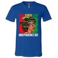 Juneteenth Is My Independence Freedom Day Queen Gift V-Neck T-Shirt