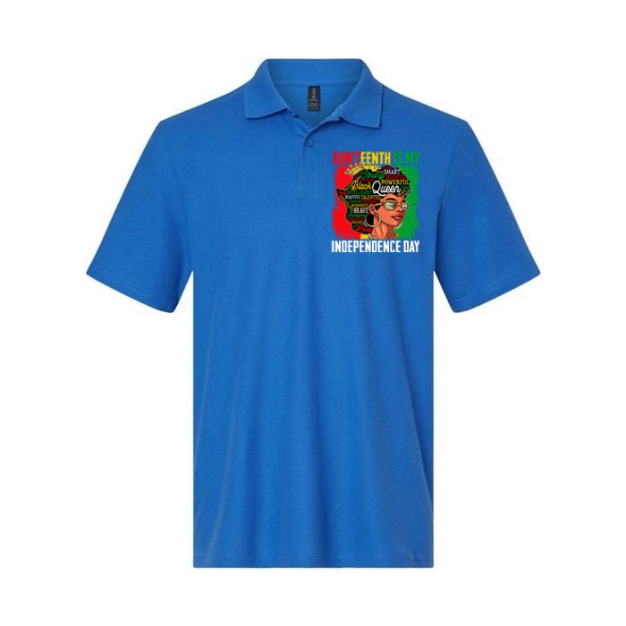 Juneteenth Is My Independence Freedom Day Queen Gift Softstyle Adult Sport Polo