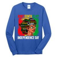 Juneteenth Is My Independence Freedom Day Queen Gift Tall Long Sleeve T-Shirt