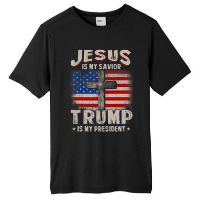 Jesus Is My Savior Trump Is My President Tall Fusion ChromaSoft Performance T-Shirt