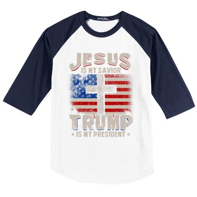 Jesus Is My Savior Trump Is My President Baseball Sleeve Shirt