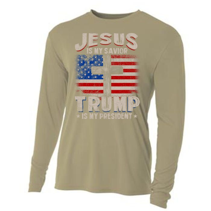 Jesus Is My Savior Trump Is My President Cooling Performance Long Sleeve Crew