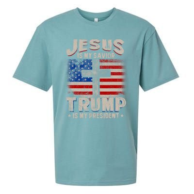 Jesus Is My Savior Trump Is My President Sueded Cloud Jersey T-Shirt