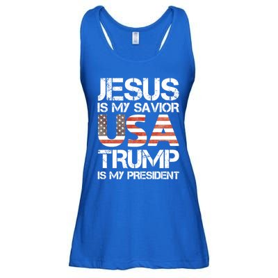 Jesus Is My Savior Usa Trump Is My President Gift Ladies Essential Flowy Tank