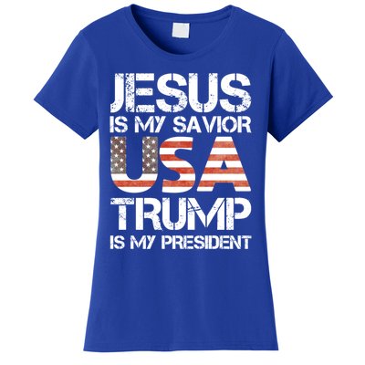 Jesus Is My Savior Usa Trump Is My President Gift Women's T-Shirt