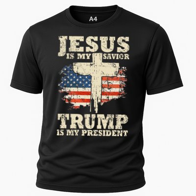 Jesus Is My Savior Trump Is My President Cooling Performance Crew T-Shirt