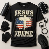 Jesus Is My Savior Trump Is My President Cooling Performance Crew T-Shirt