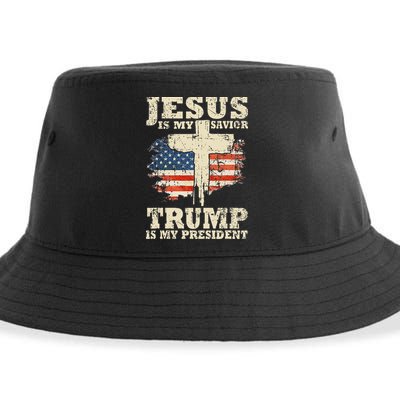 Jesus Is My Savior Trump Is My President Sustainable Bucket Hat