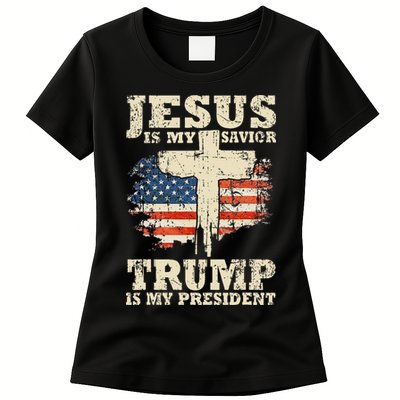 Jesus Is My Savior Trump Is My President Womens T-Shirt