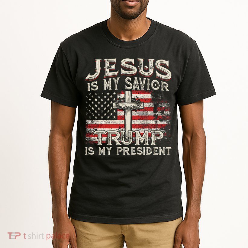 Jesus Is My Savior Trump Is My President American Flag Tall T-Shirt