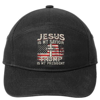 Jesus Is My Savior Trump Is My President American Flag 7-Panel Snapback Hat