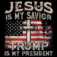 Jesus Is My Savior Trump Is My President American Flag Drawstring Bag