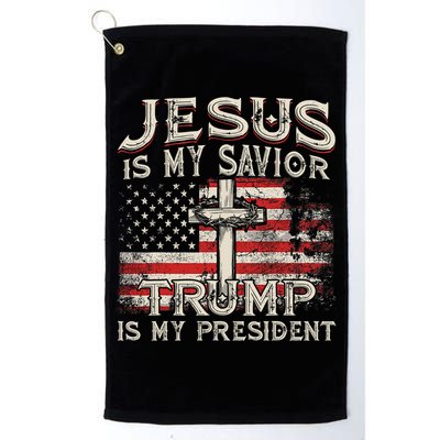 Jesus Is My Savior Trump Is My President American Flag Golf Towel