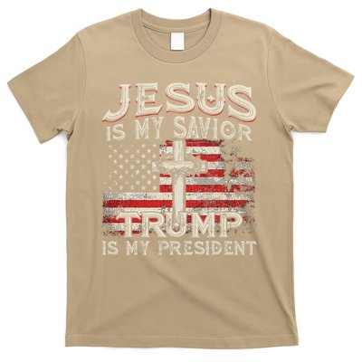 Jesus Is My Savior Trump Is My President American Flag T-Shirt