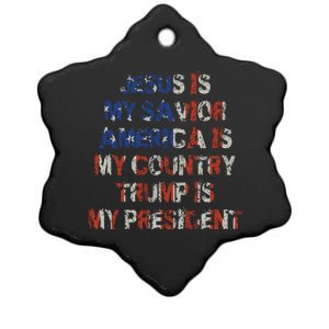 Jesus Is My Savior Americas My Country Trump Is My President Cute Gift Ceramic Star Ornament