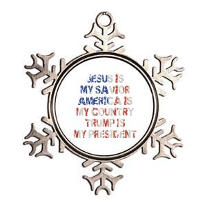 Jesus Is My Savior Americas My Country Trump Is My President Cute Gift Metallic Star Ornament