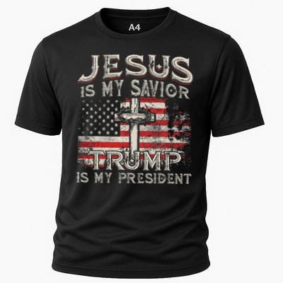 Jesus Is My Savior Trump Is My President American Flag Performance Shirt
