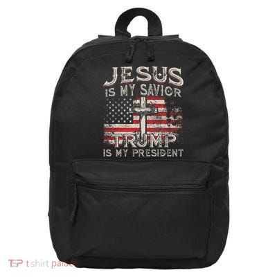 Jesus Is My Savior Trump Is My President American Flag 16 in Basic Backpack