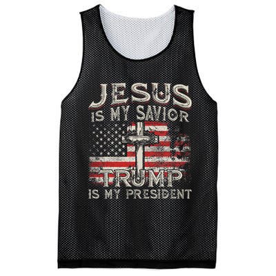 Jesus Is My Savior Trump Is My President American Flag Mesh Reversible Basketball Jersey Tank