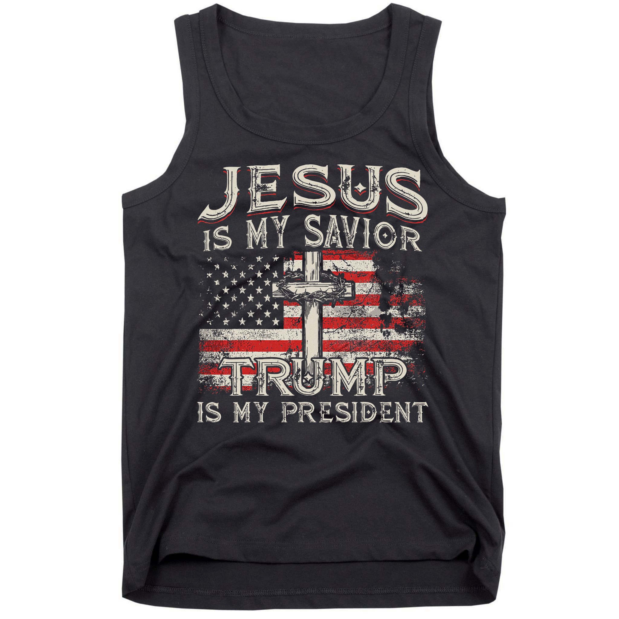 Jesus Is My Savior Trump Is My President American Flag Tank Top