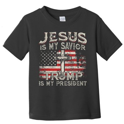 Jesus Is My Savior Trump Is My President American Flag Toddler T-Shirt