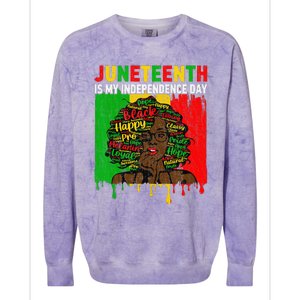 Juneteenth Is My Independence Day Black Black Queen Colorblast Crewneck Sweatshirt