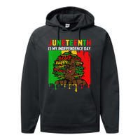 Juneteenth Is My Independence Day Black Black Queen Performance Fleece Hoodie