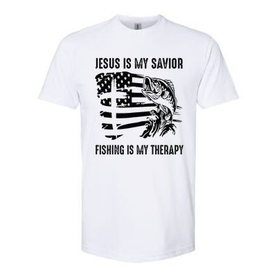 Jesus Is My Savior Fishing Is My Therapy American Flag Softstyle® CVC T-Shirt